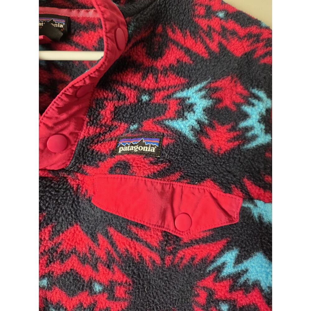 Patagonia Synchilla Snap-T Fleece Pullover Sweater XL Aztec Tribal‎ Pink Blue - Picture 2 of 6